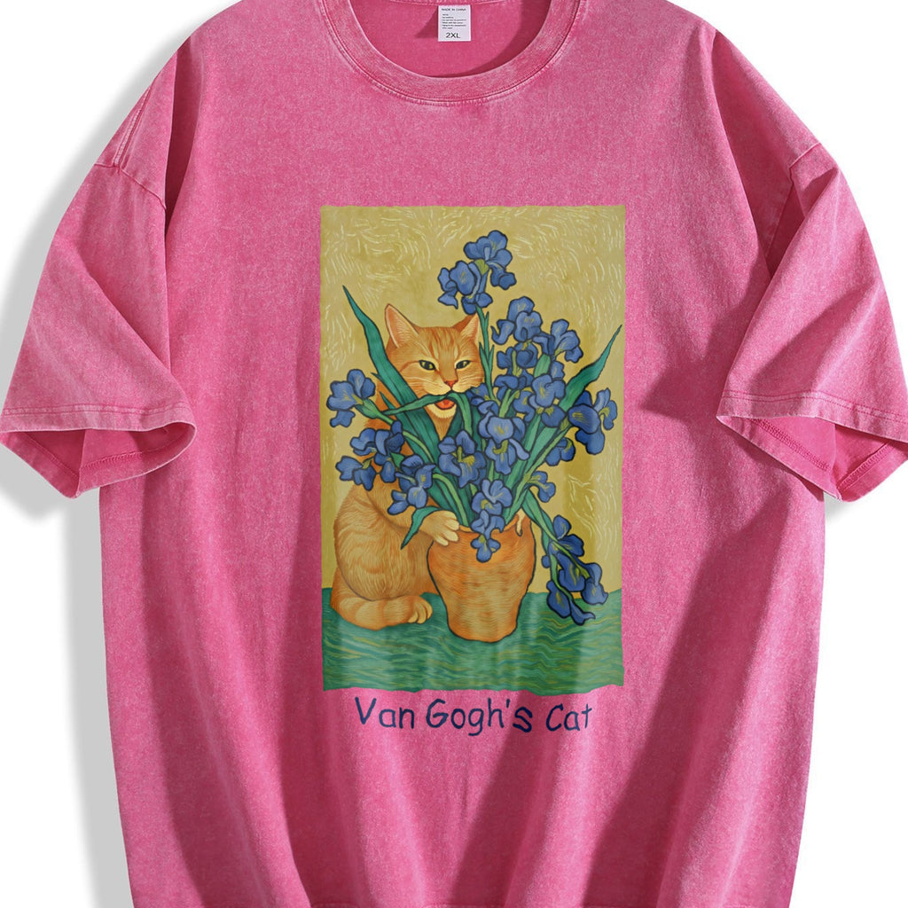 Van Gogh Cat Vintage Washed T-Shirt product image 7