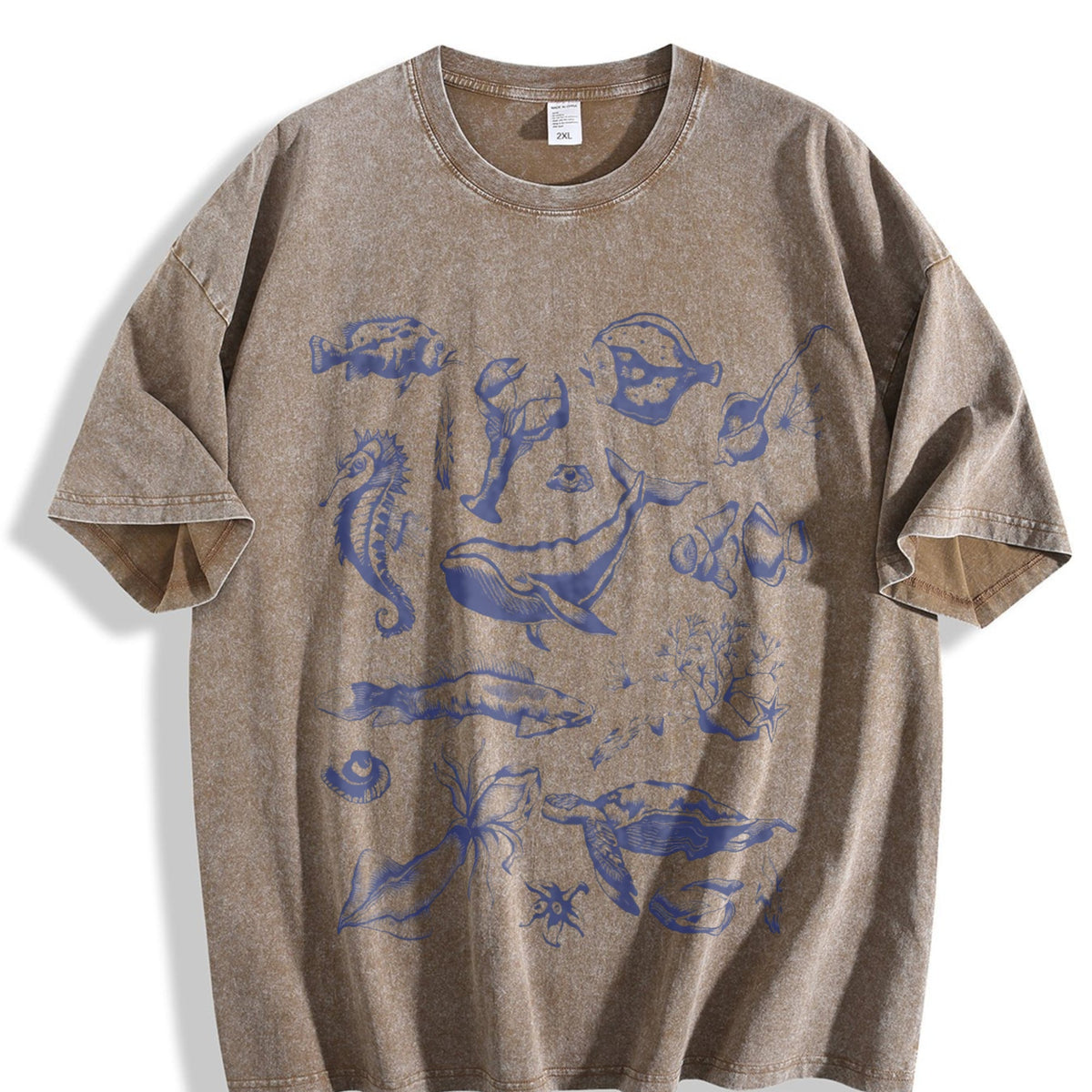 Tattoo Sea Animals 90s Vintage Washed T-Shirt product image 3