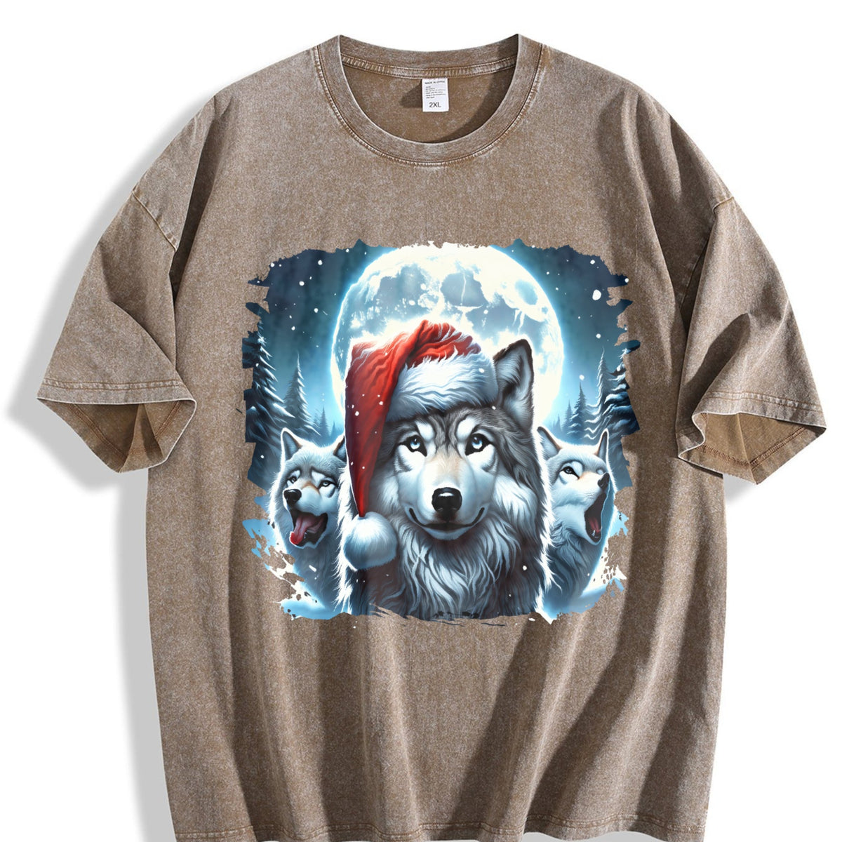 Christmas Wolf Funny Teenager Vintage Washed T-Shirt product image 3