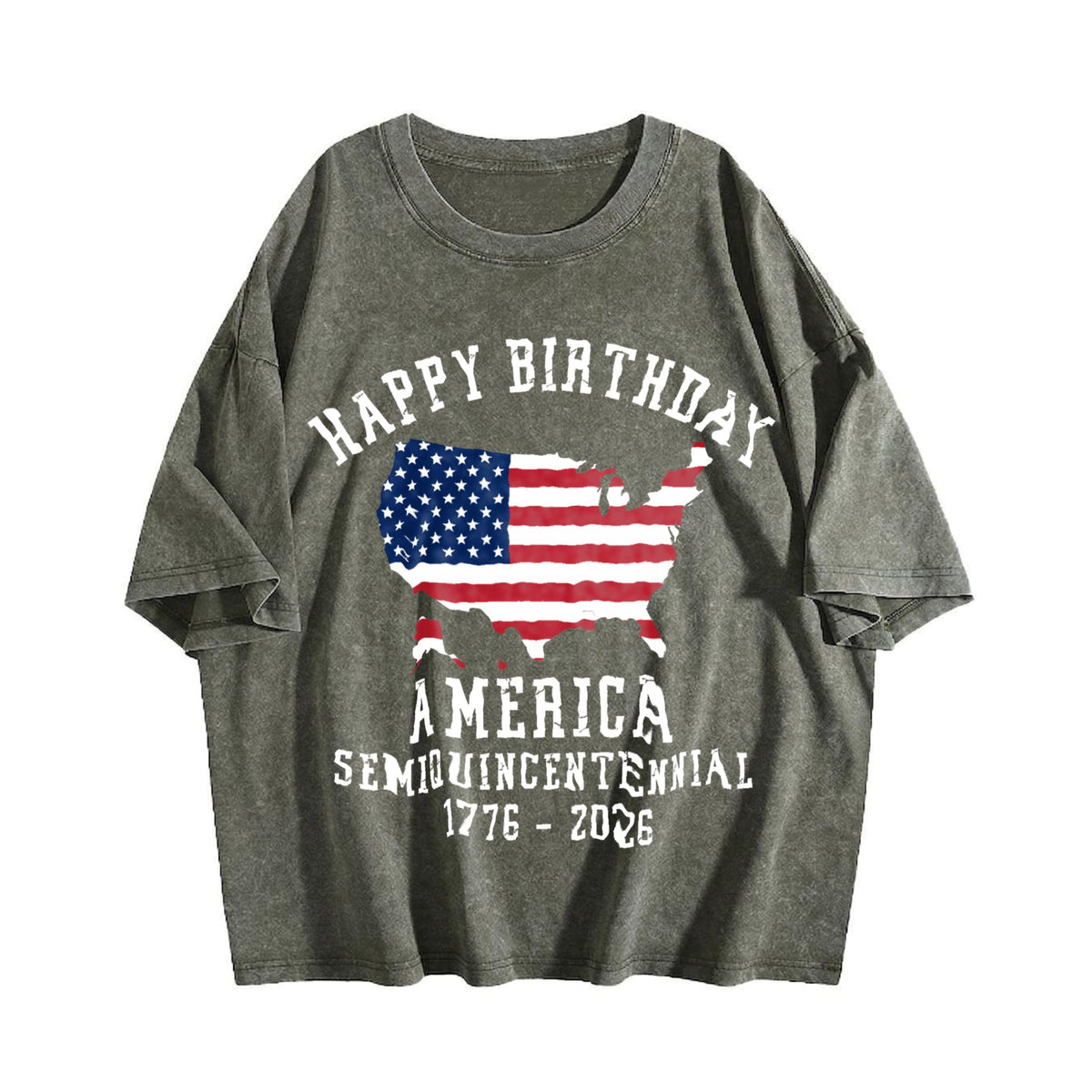 Patriotic Happy Birthday America Vintage Washed T-Shirt product image 4