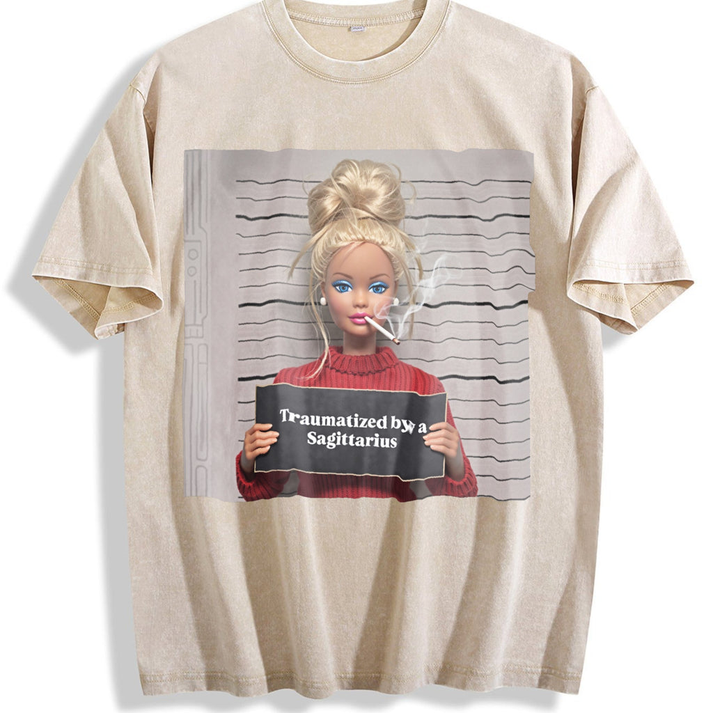 Traumatized by a Sagittarius Doll Meme Vintage Washed product image 1