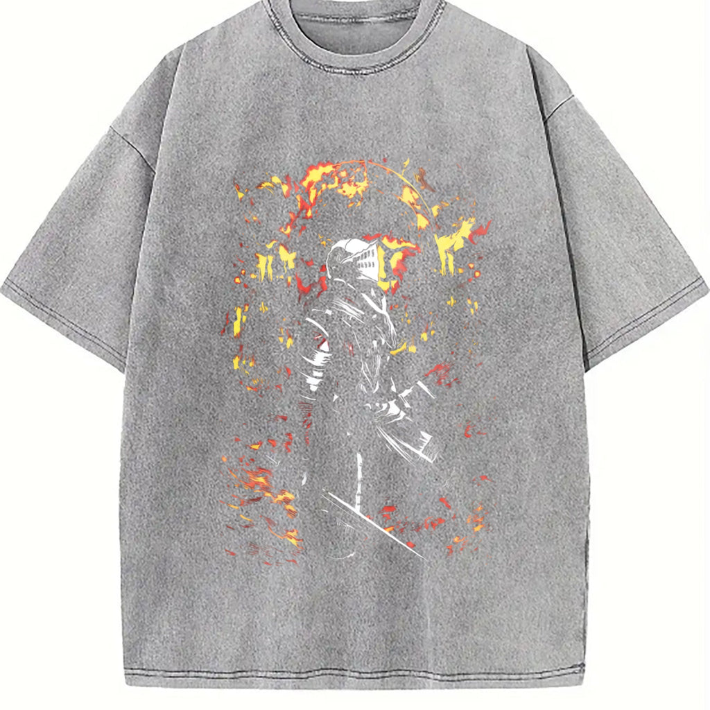 Y2K Dark Fantasy Knight Vintage Washed T-Shirt product image 5