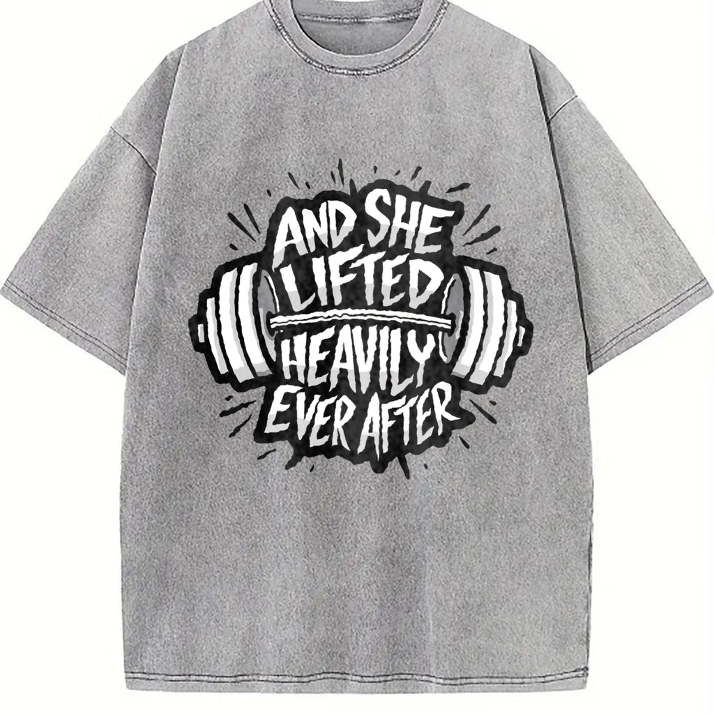 She Lifted Heavily Ever After Barbell Motivation Vintage product image 5