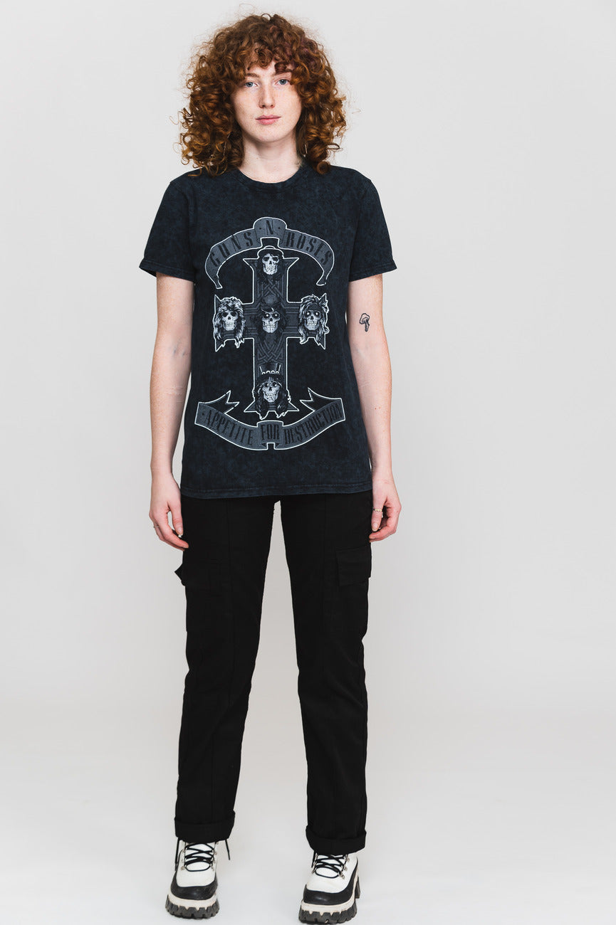 Guns N' Roses Monochrome Cross Dip Dye T Shirt product image 2