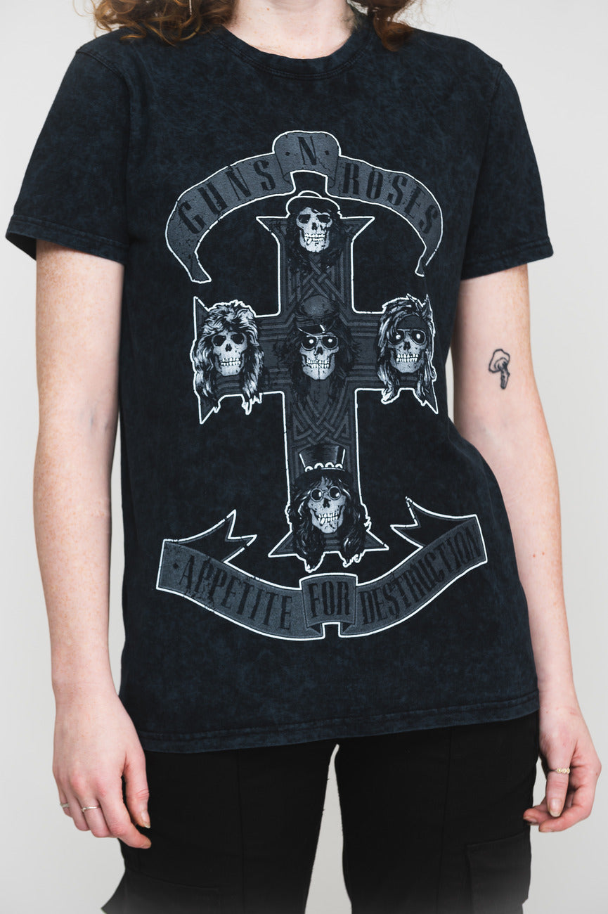 Guns N' Roses Monochrome Cross Dip Dye T Shirt product image 3