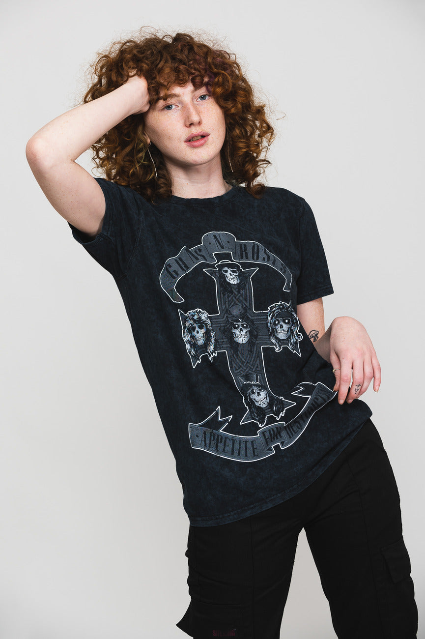 Guns N' Roses Monochrome Cross Dip Dye T Shirt product image 5