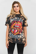 The Rolling Stones Tattoo Flames Dip Dye T Shirt product image 1