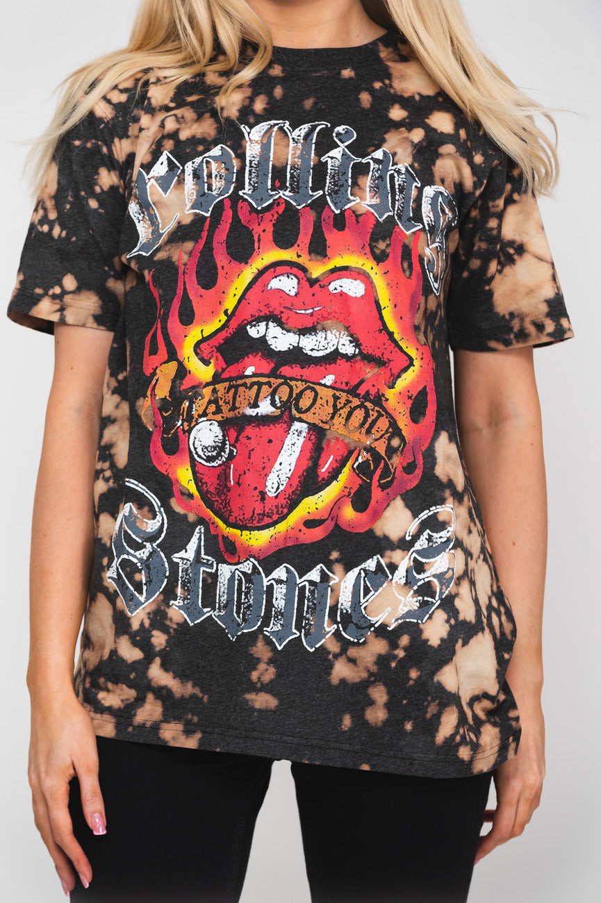 The Rolling Stones Tattoo Flames Dip Dye T Shirt product image 3