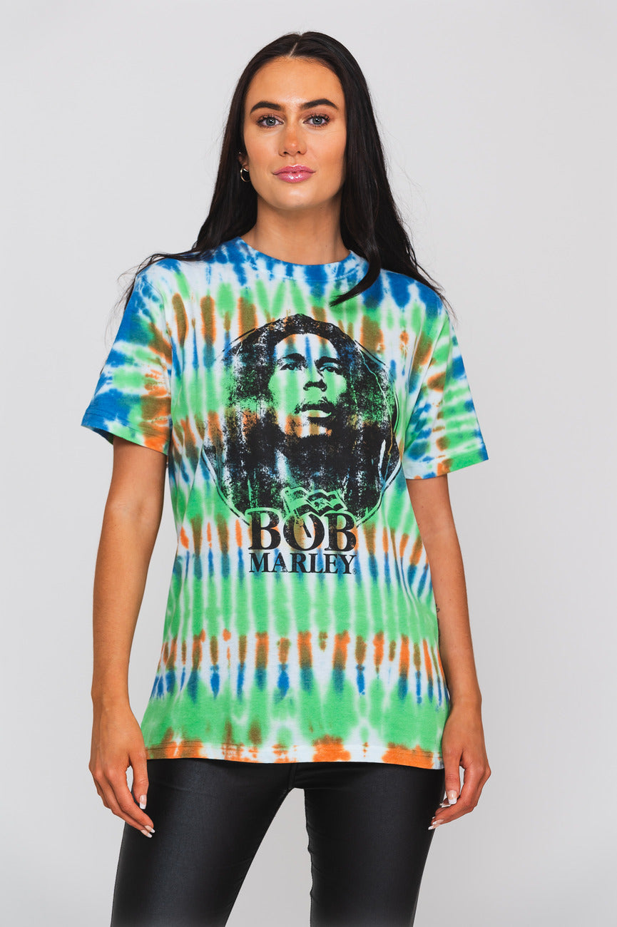 Bob Marley Smoke Gradient Dip Dye T Shirt product image 1