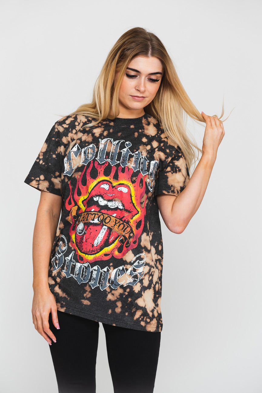 The Rolling Stones Tattoo Flames Dip Dye T Shirt product image 5
