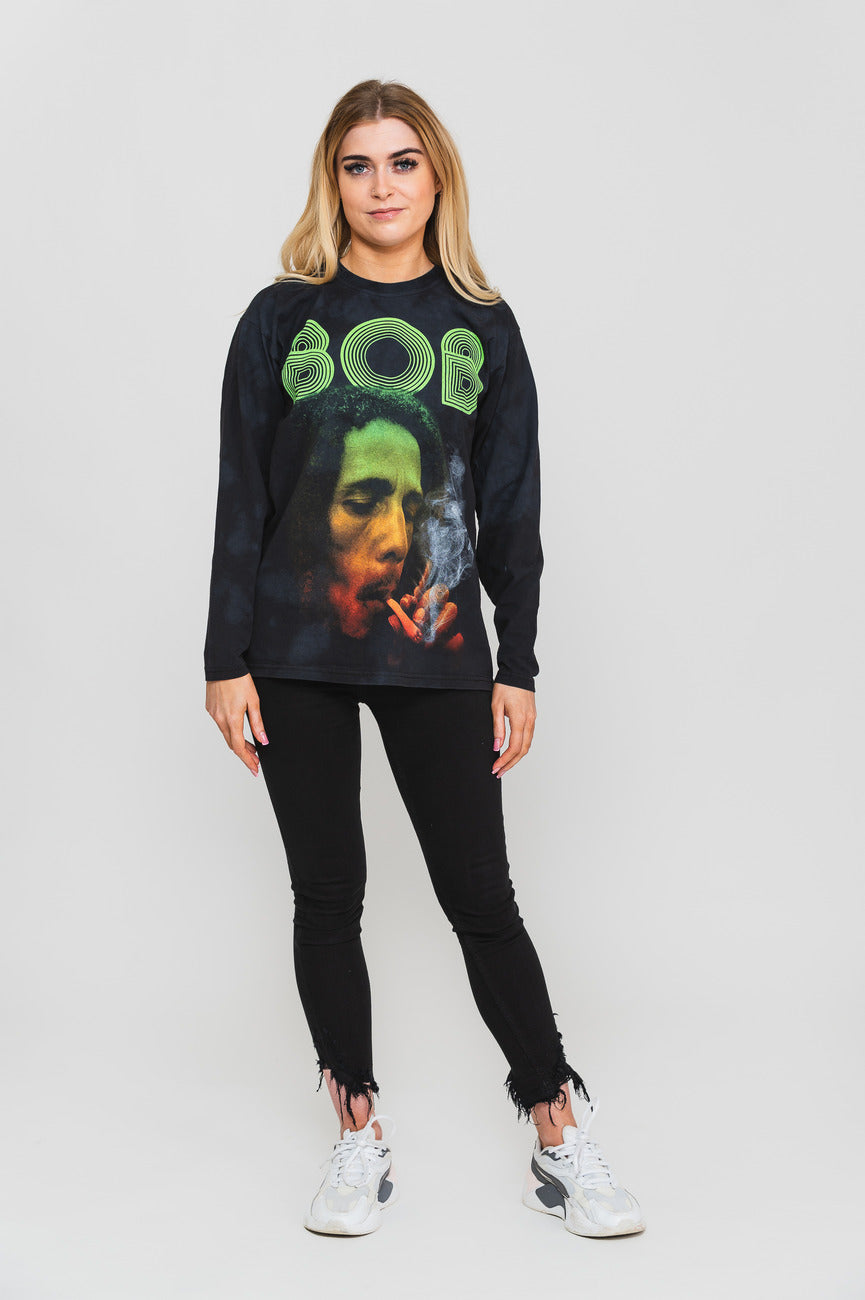 Bob Marley Smoke Gradient logo Dip Dye Long Sleeve product image 2