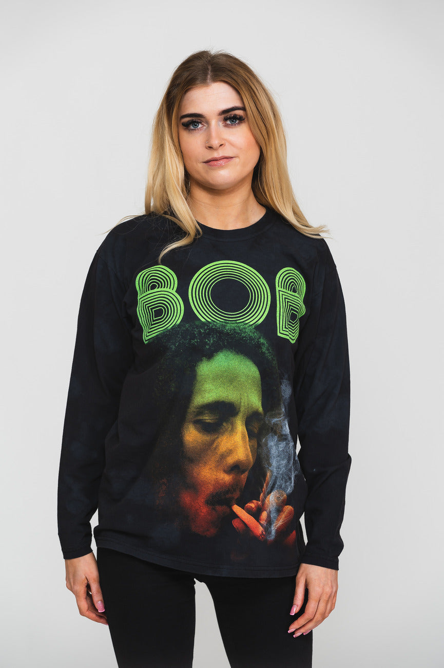 Bob Marley Smoke Gradient logo Dip Dye Long Sleeve product image 1