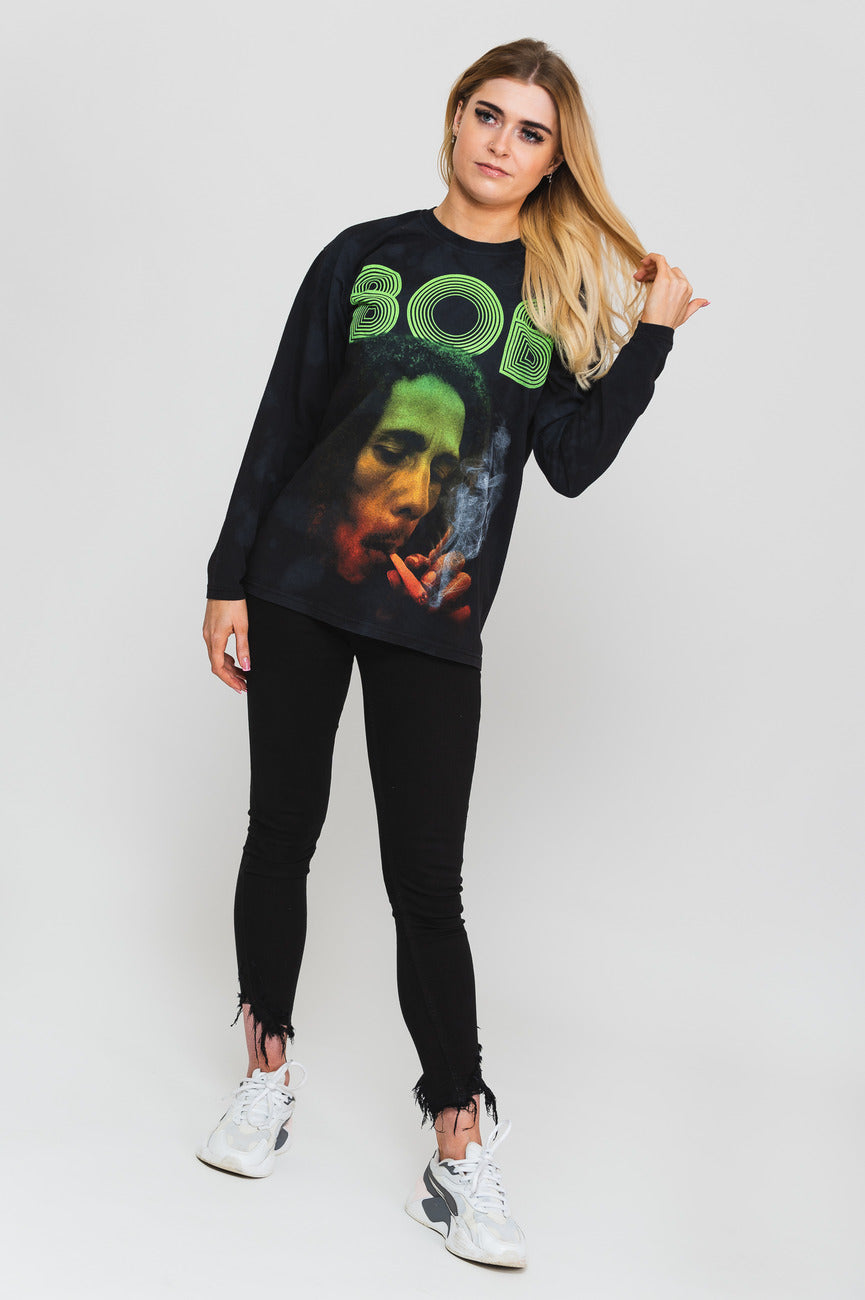 Bob Marley Smoke Gradient logo Dip Dye Long Sleeve product image 5