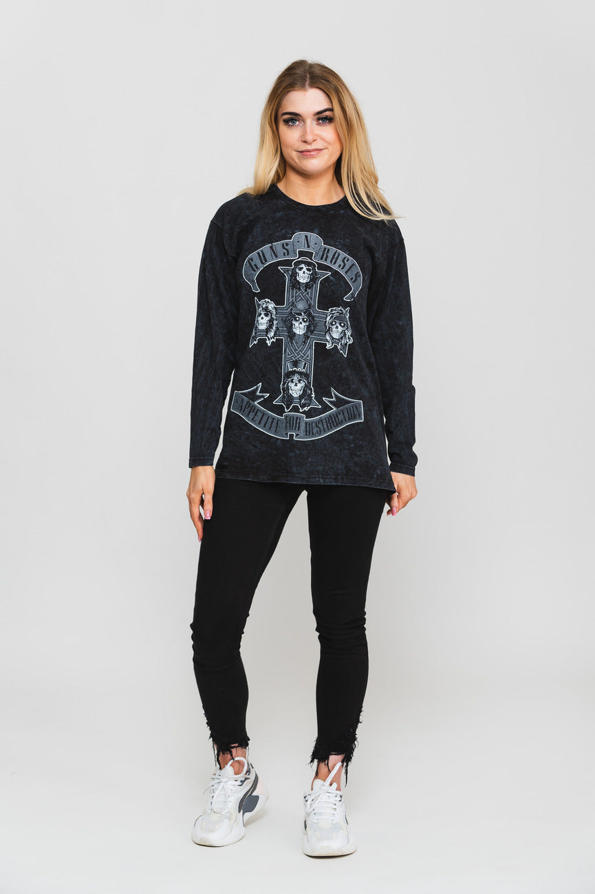 Guns N' Roses Monochrome Cross Dip Dye Long Sleeve product image 2