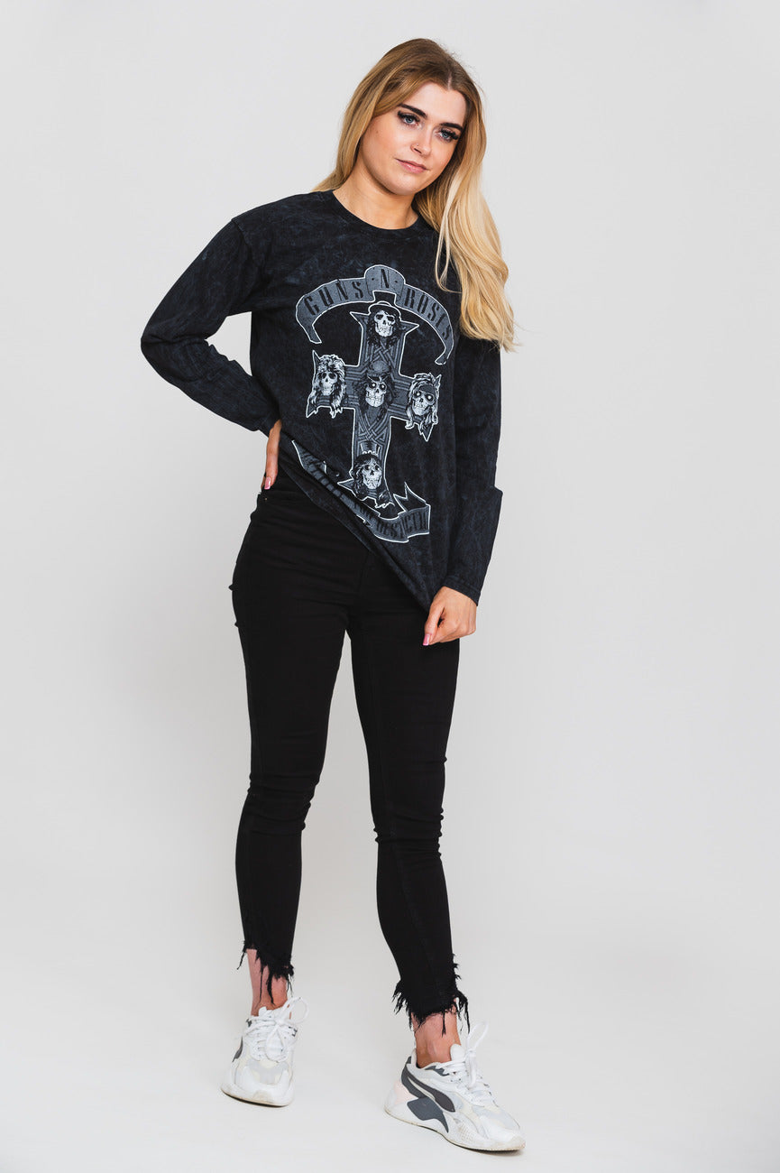 Guns N' Roses Monochrome Cross Dip Dye Long Sleeve product image 5