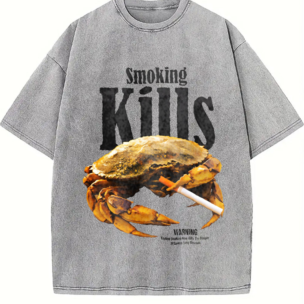 Smoking Kills Crab Vintage Washed T-Shirt product image 5