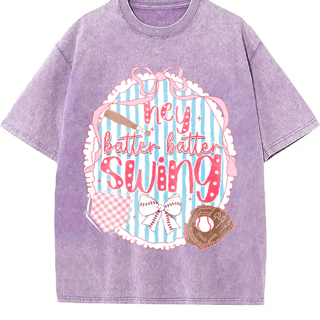 Preppy Baseball Bow Glitter Vintage Washed T-Shirt product image 6