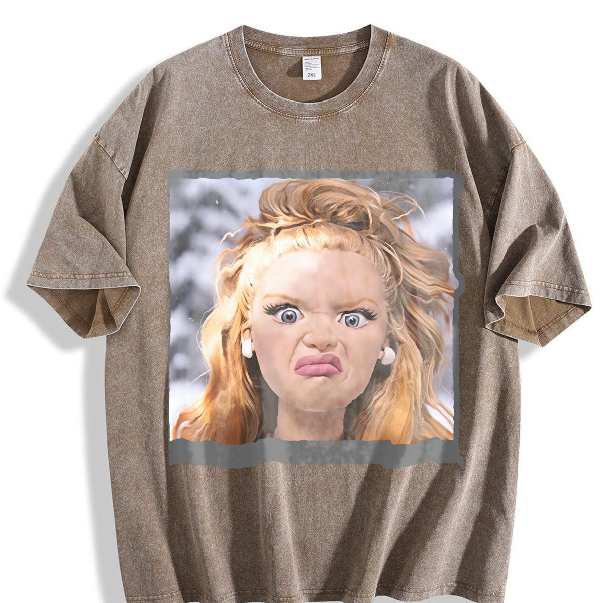 Funny Grumpy Doll Face Vintage Washed T-Shirt product image 3