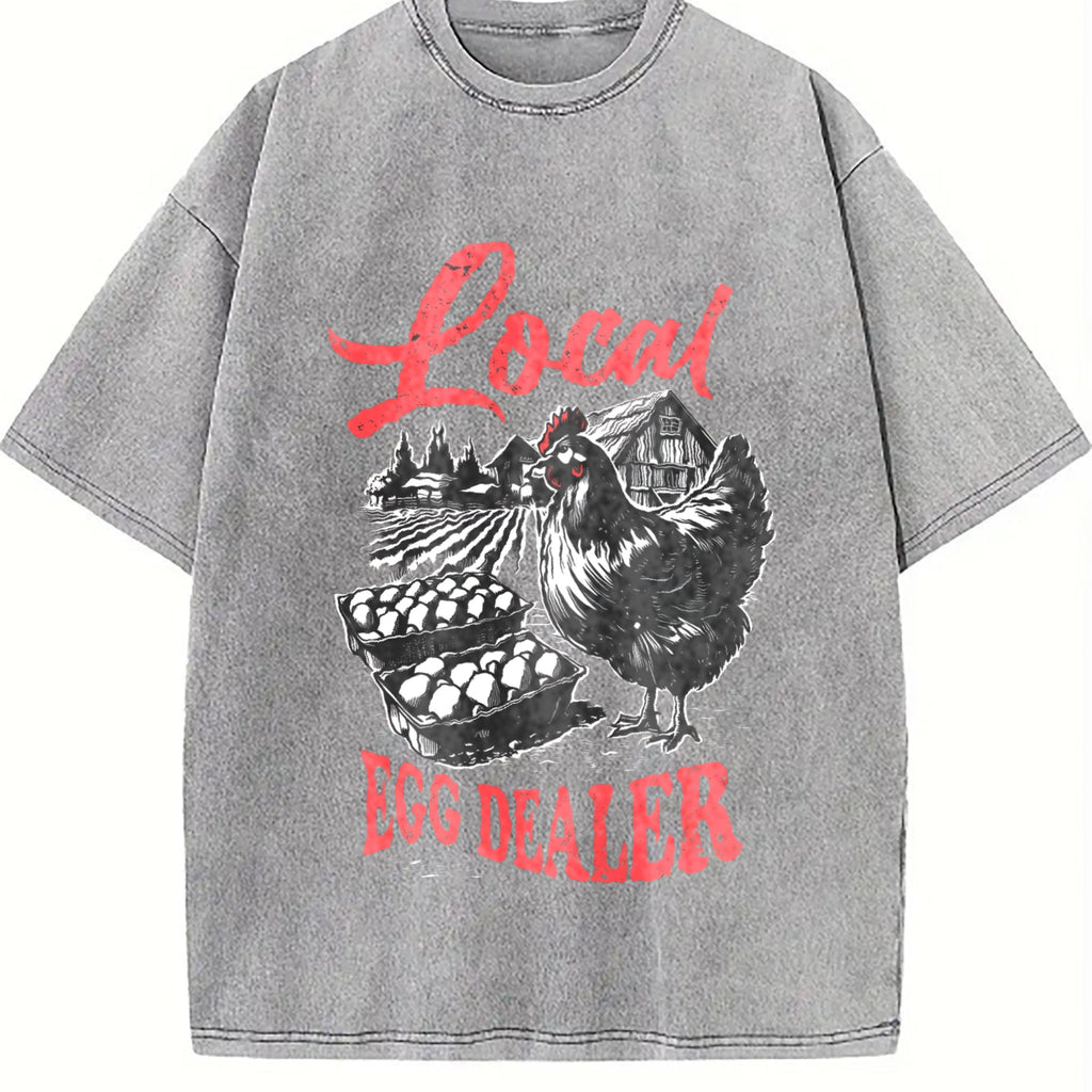 Local Egg Dealer Funny Chicken 90s Vintage Washed T-Shirt product image 5