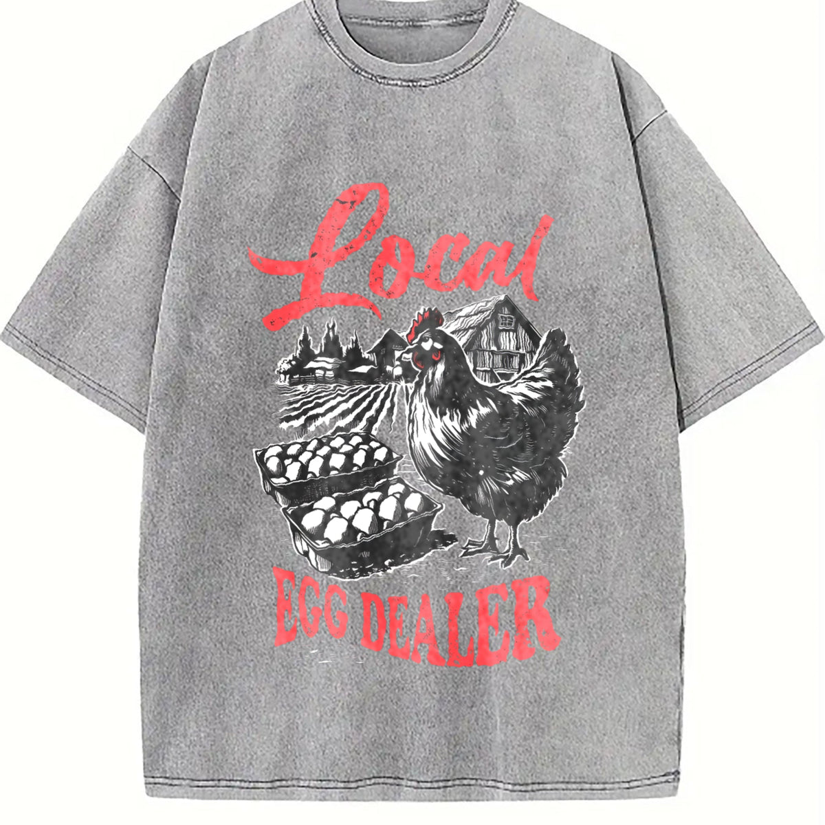 Local Egg Dealer Funny Chicken 90s Vintage Washed T-Shirt product image 5