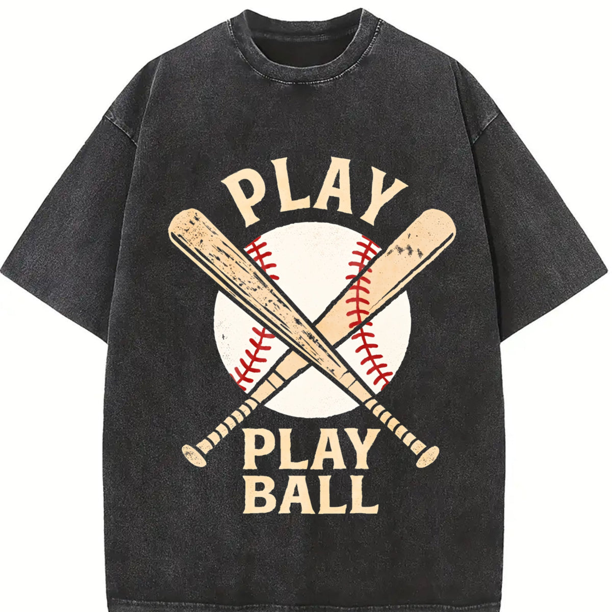 Play Ball Baseball Bats Vintage Washed T-Shirt product image 2