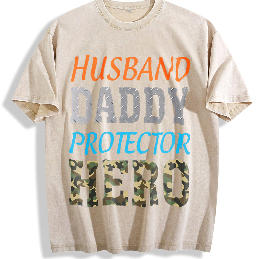 Husband Daddy Protector Hero Vintage Washed T-Shirt product image 1