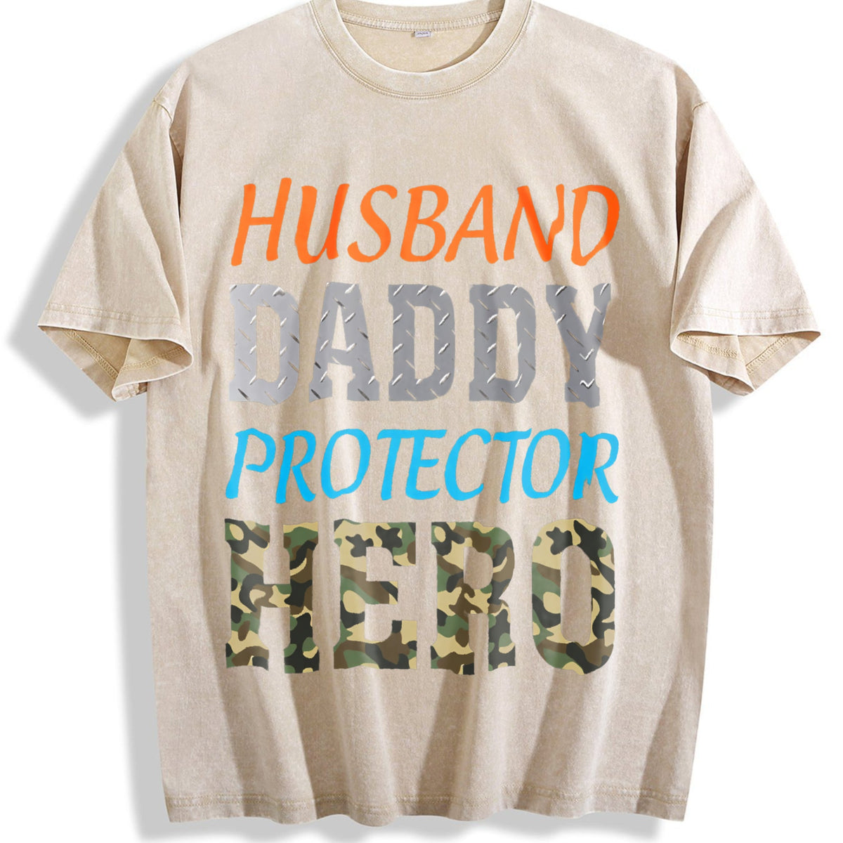 Husband Daddy Protector Hero Vintage Washed T-Shirt product image 1