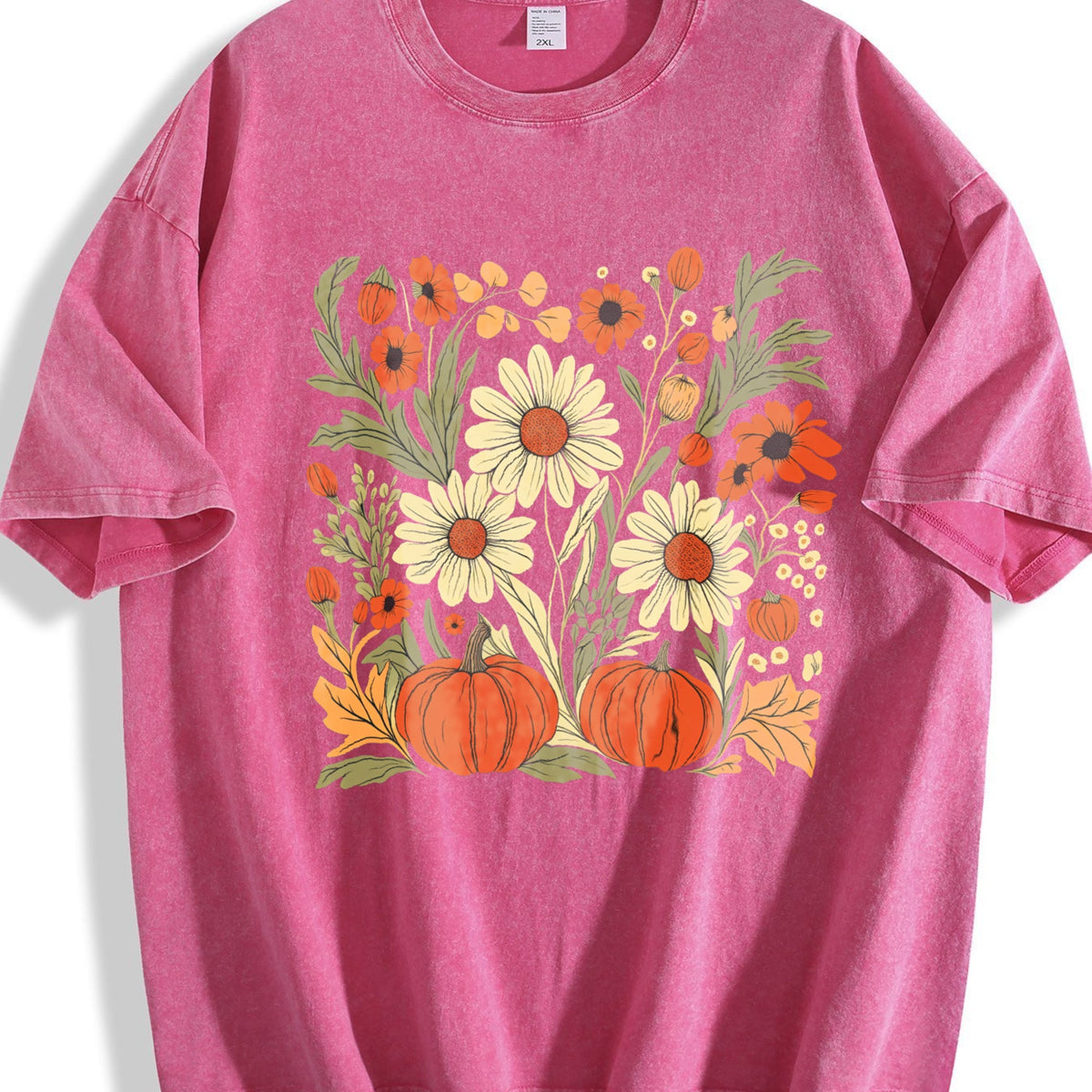 Boho Fall Floral Vintage Washed T-Shirt product image 7