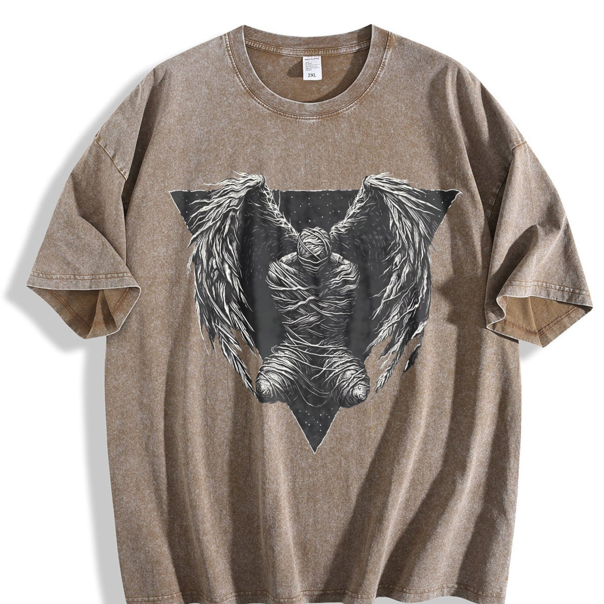 Dark Angel Winged Statue Vintage Washed T-Shirt product image 3