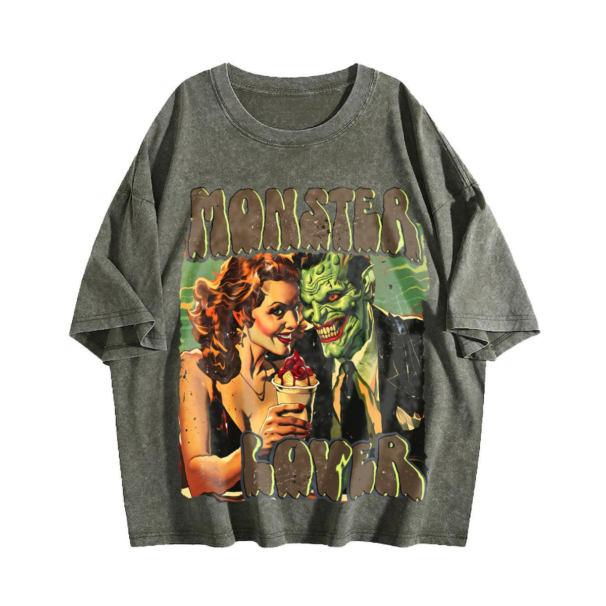 Funny Monster Lover 90s Vintage Washed T-Shirt product image 4