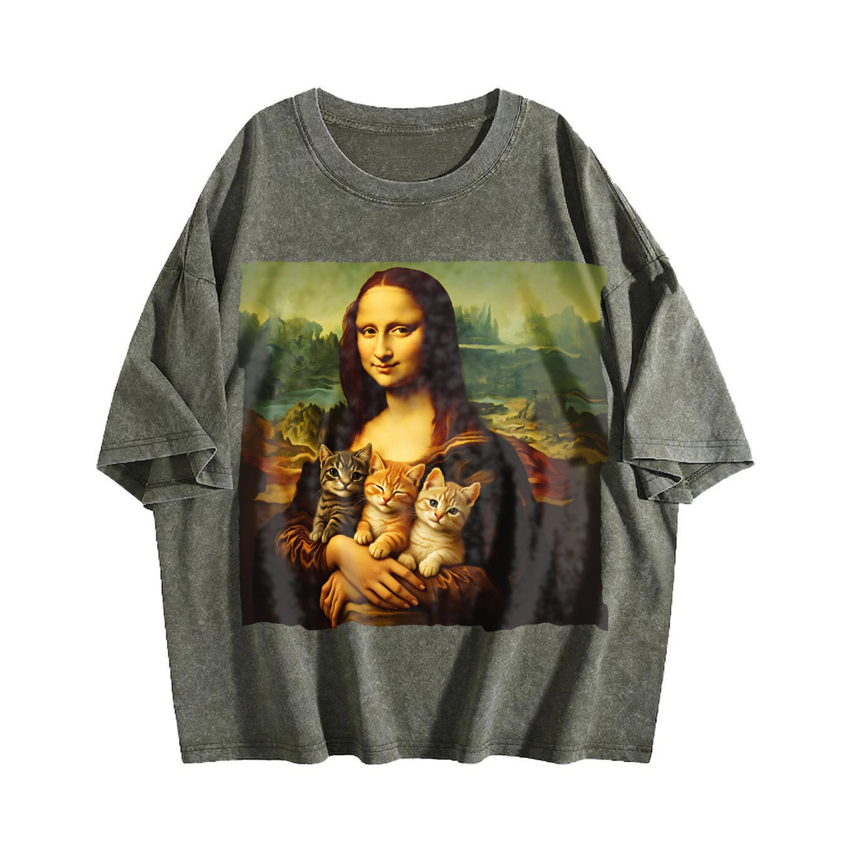 Mona Lisa Cat Vintage Washed T-Shirt product image 4