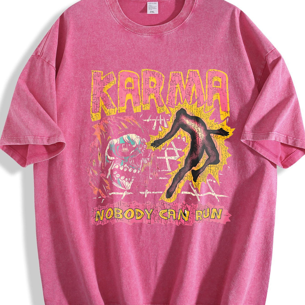 Karma Nobody Can Run Skull Vintage Washed T-Shirt product image 7