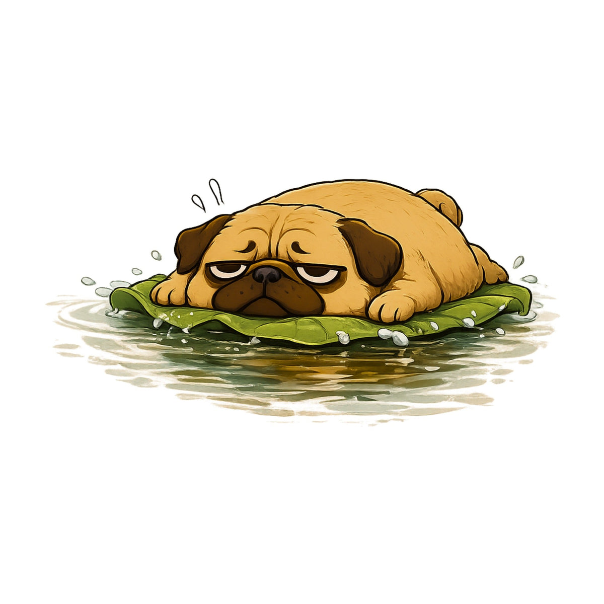 Floating Pug Dog On Lily Pad Lazy Frog Water Pond Funny product image 3