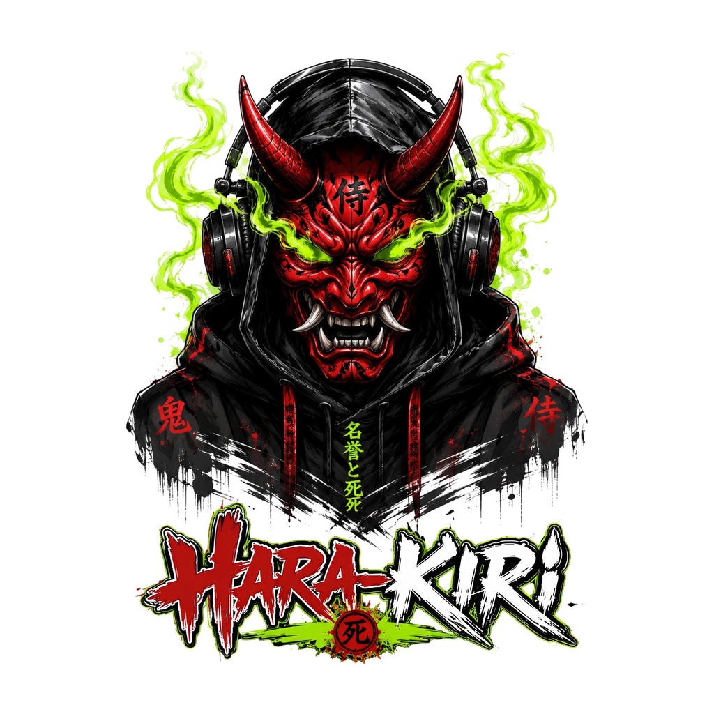 Harakiri Japanese Cyberpunk Oni Mask Headphones Techwear product image 3