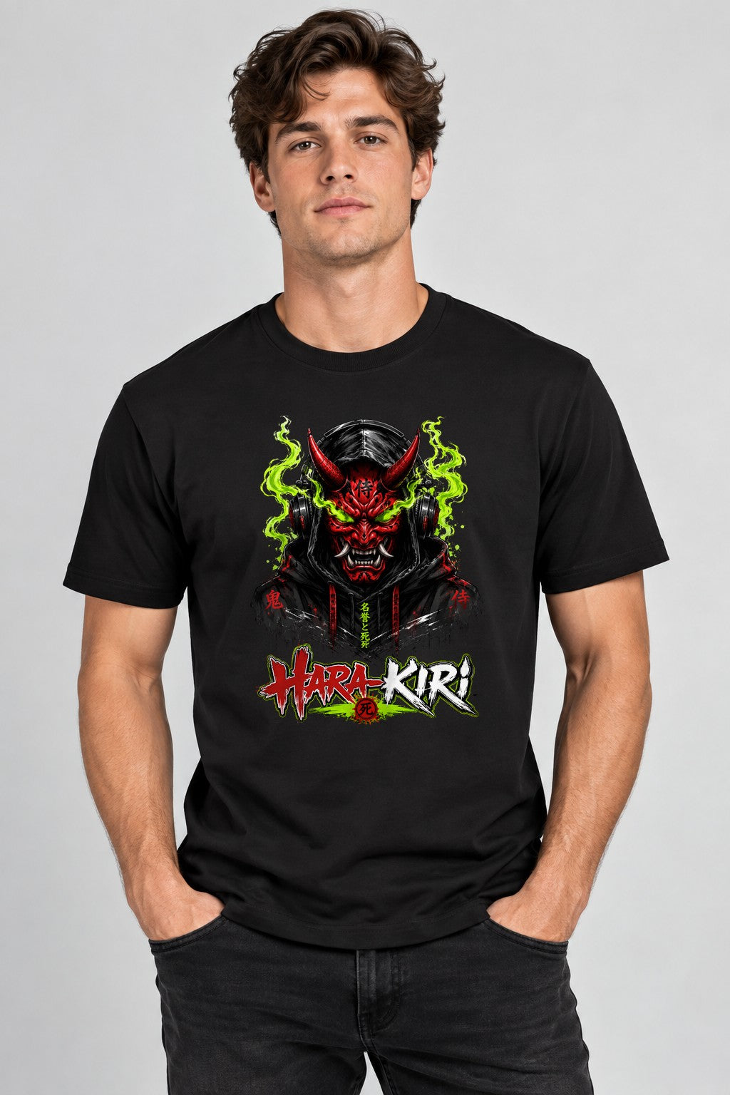Harakiri Japanese Cyberpunk Oni Mask Headphones Techwear product image 2