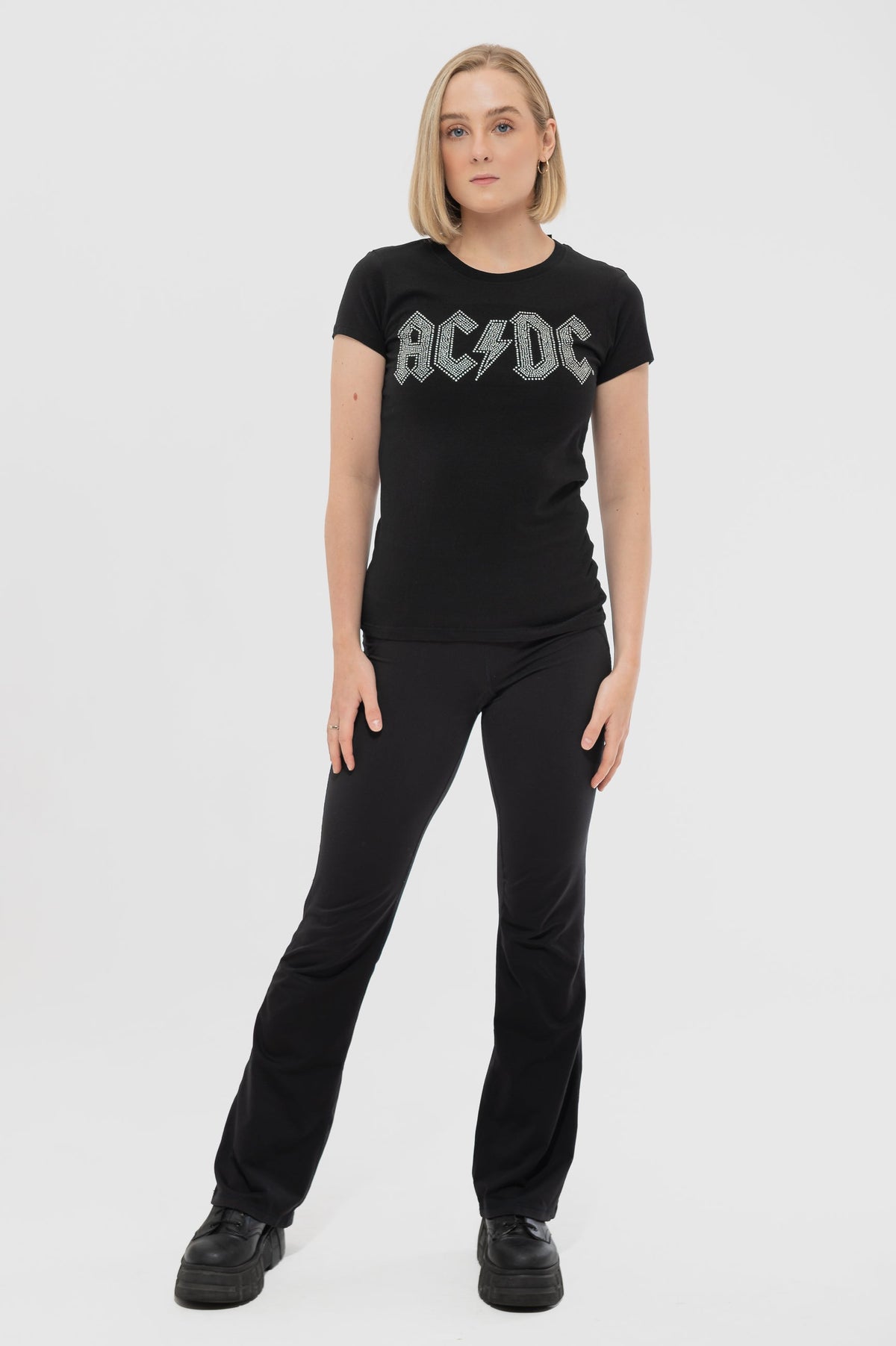 AC/DC Diamante Classic Band Logo Skinny Fit T Shirt product image 2