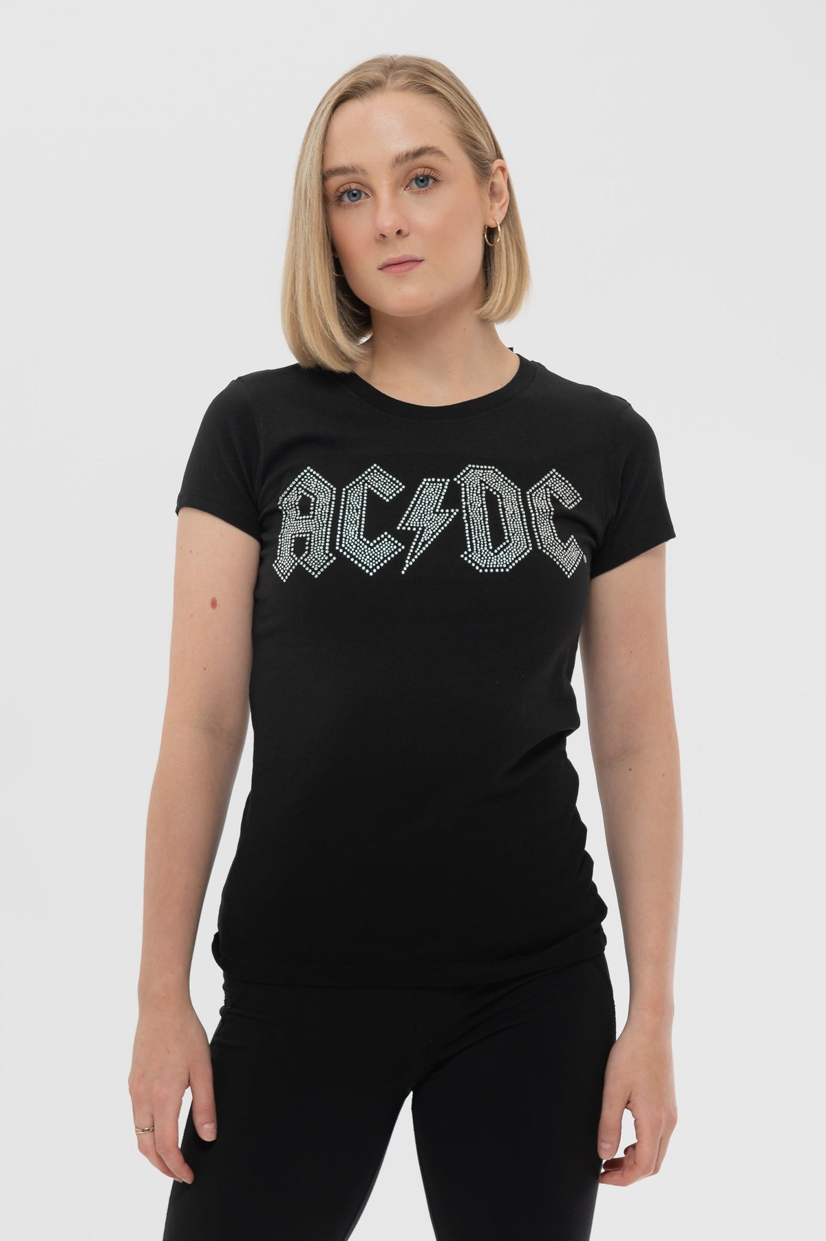 AC/DC Diamante Classic Band Logo Skinny Fit T Shirt product image 1