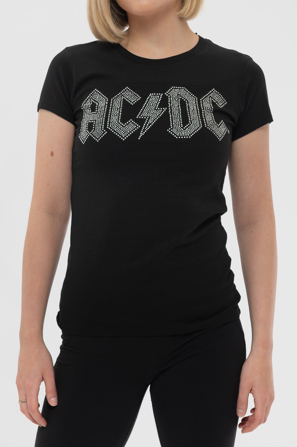 AC/DC Diamante Classic Band Logo Skinny Fit T Shirt product image 3