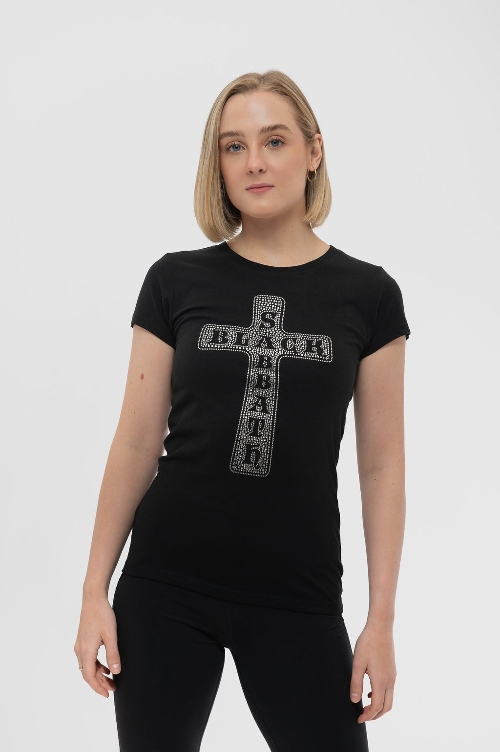Black Sabbath Diamante Cross Skinny T Shirt product image 1
