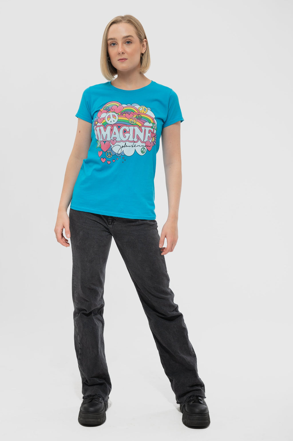 John Lennon Rainbows Love And Peace Skinny T Shirt product image 2