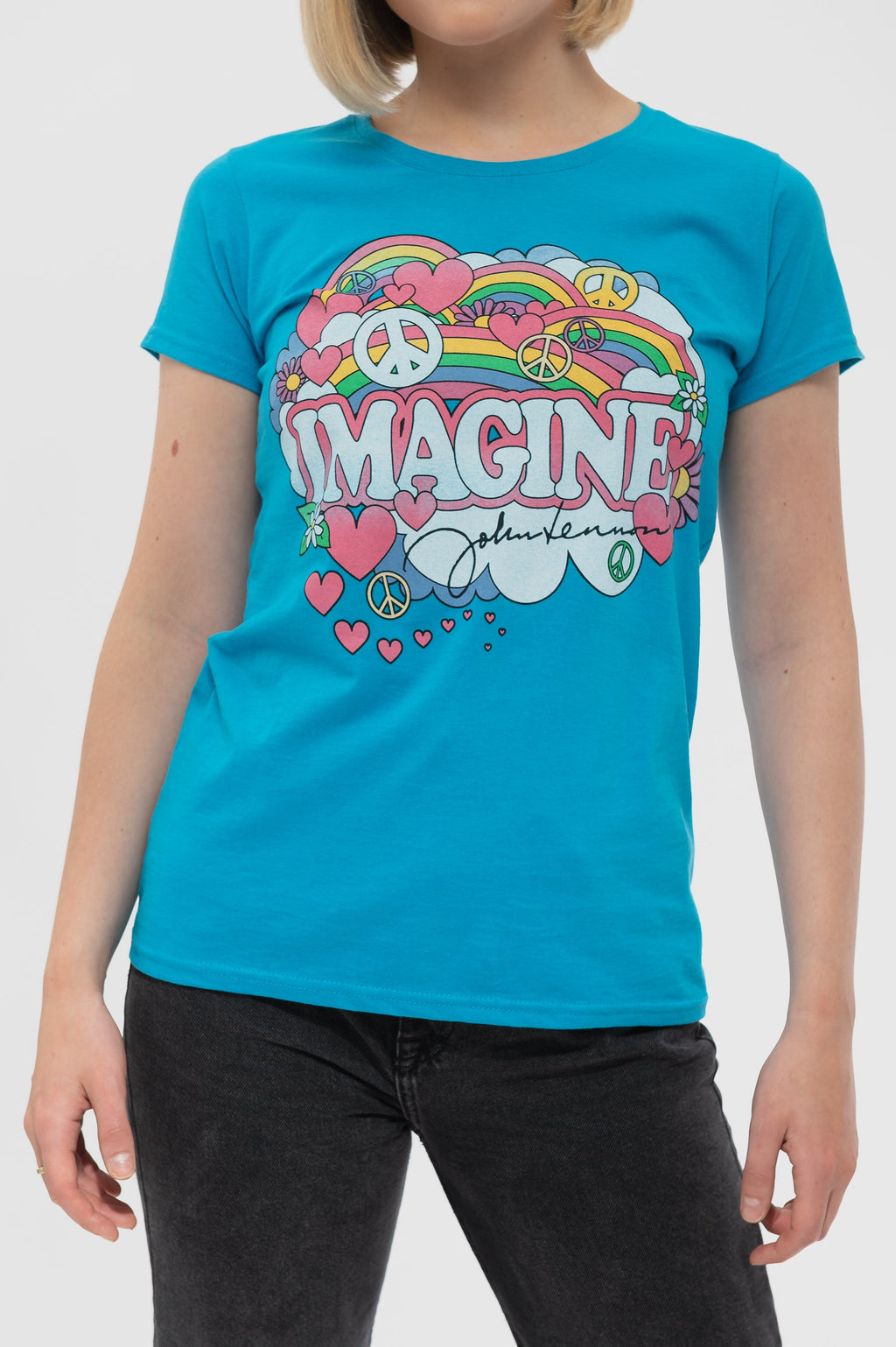 John Lennon Rainbows Love And Peace Skinny T Shirt product image 3