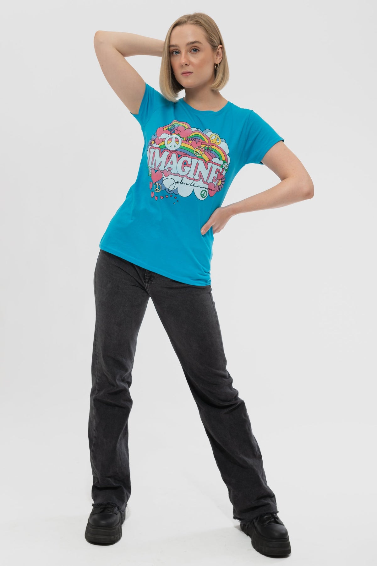 John Lennon Rainbows Love And Peace Skinny T Shirt product image 5