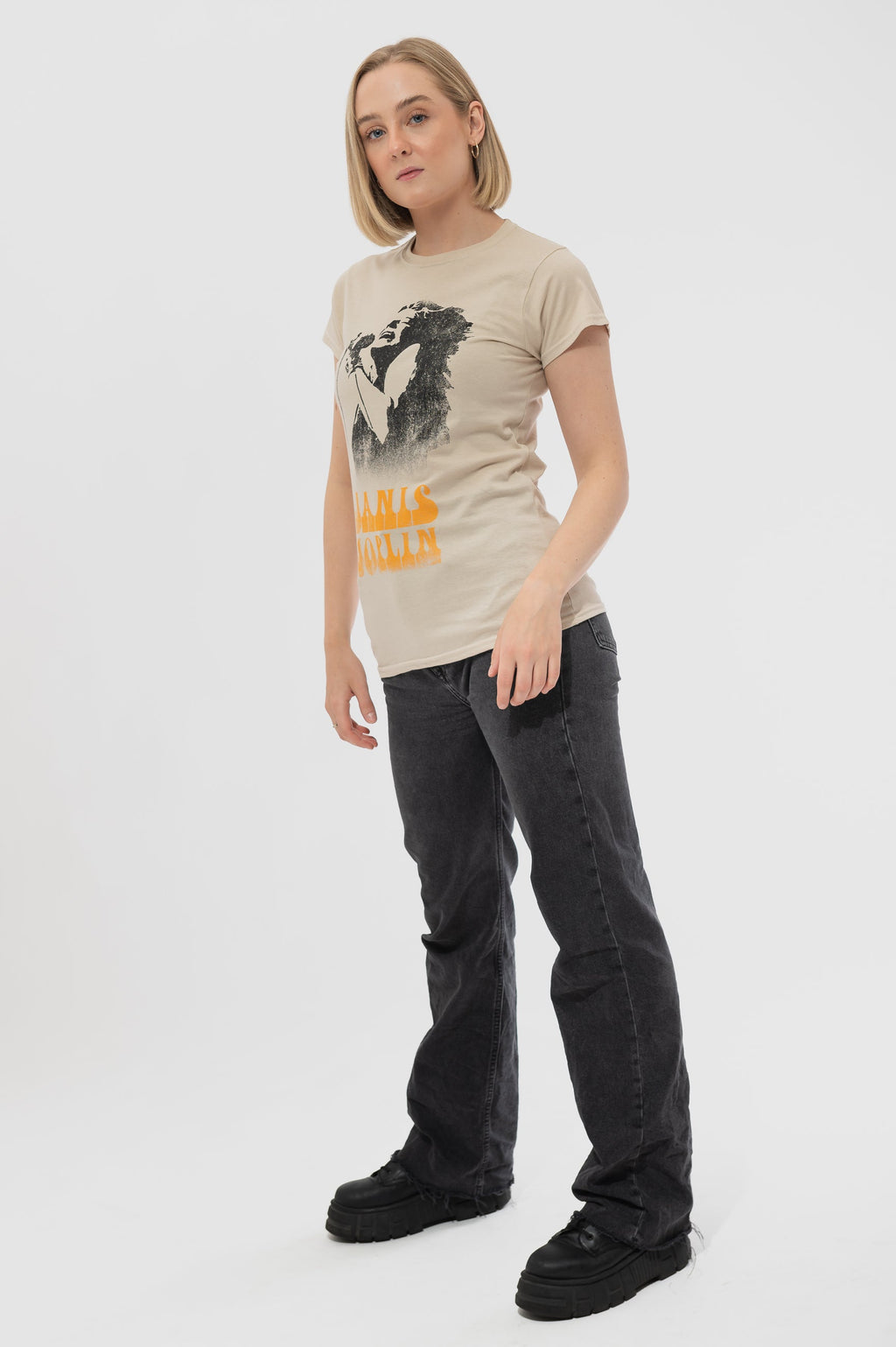 Janis Joplin Working The Mic Skinny T Shirt product image 5