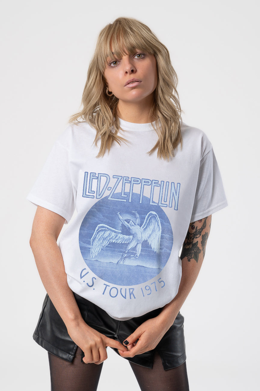 Led Zeppelin Tour 1975 Blue Wash T Shirt product image 1