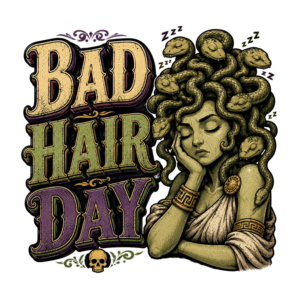Medusa Bad Hair Day Greek Mythology Humor