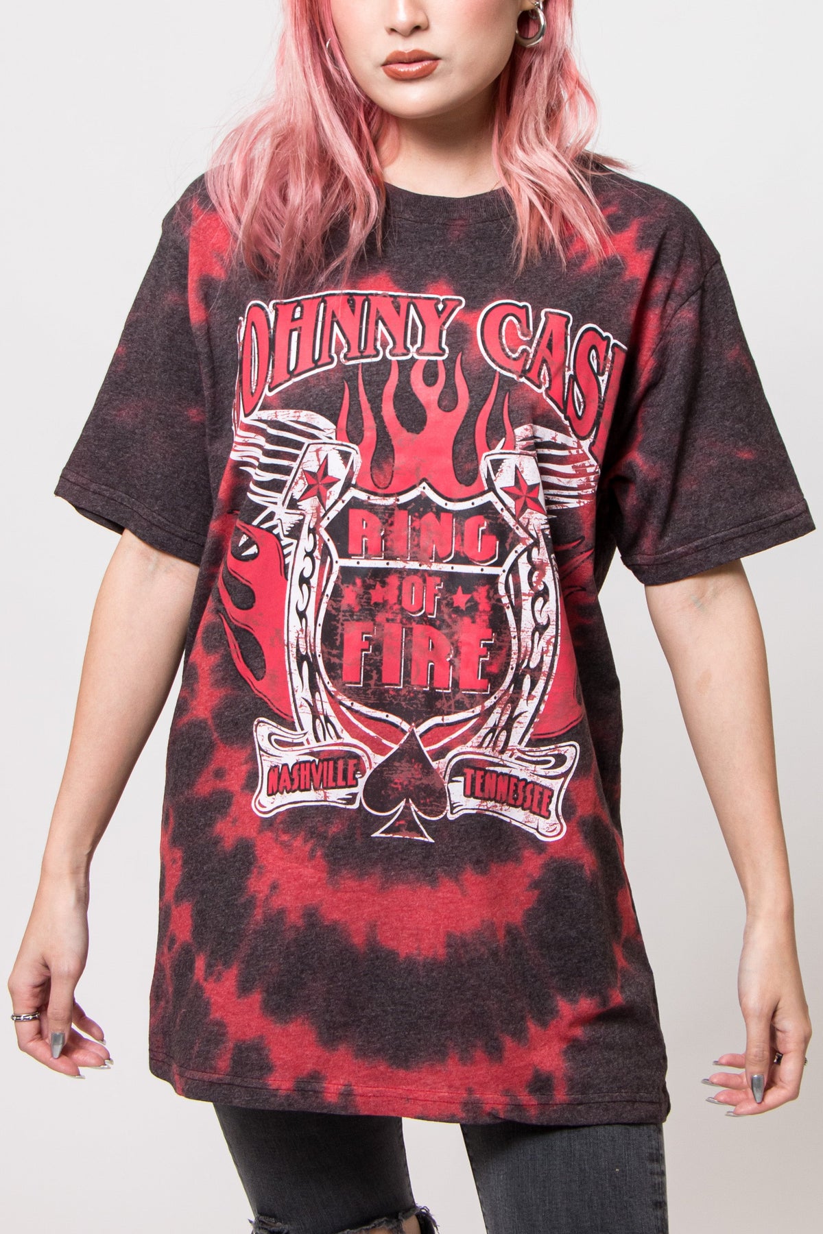Johnny Cash Ring of Fire Tie Dye T Shirt