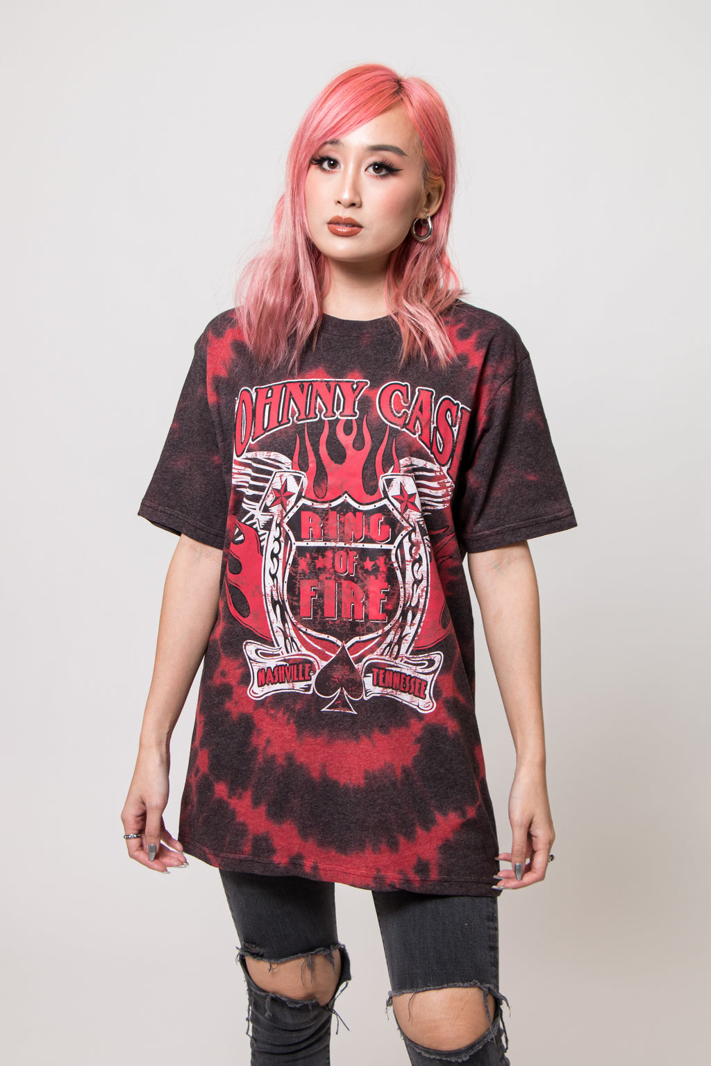 Johnny Cash Ring of Fire Tie Dye T Shirt