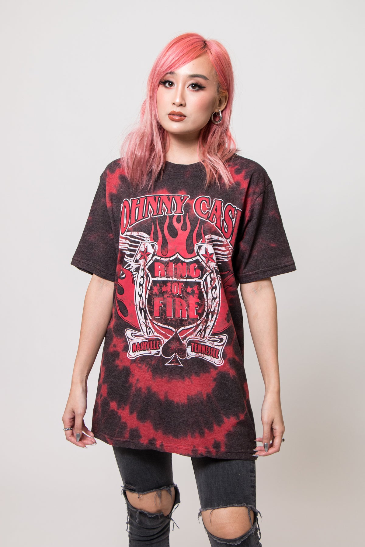 Johnny Cash Ring of Fire Tie Dye T Shirt