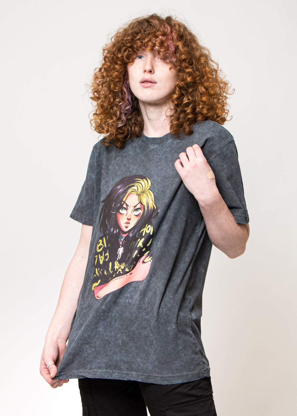Billie Eilish Anime Dip Dye Mineral Wash T Shirt product image 2