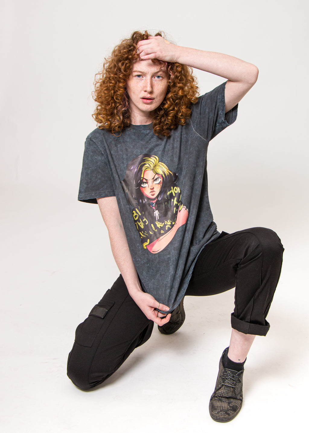 Billie Eilish Anime Dip Dye Mineral Wash T Shirt product image 4
